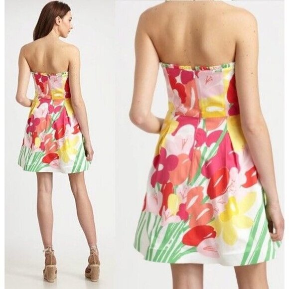 Lilly Pulitzer Blossom Lavish Lilly's Place Floral Strapless Fit Flare Dress 6 - Picture 3 of 10